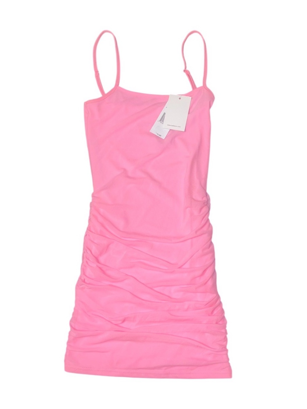 Katie J NYC Pink Bodycon Mesh Lined Stretch Mini Dress Adjustable NWT XL